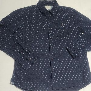 Elegant Navy Blue Casual Button Down Shirt Size Large